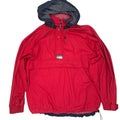 Chaps Ralph Lauren Vintage Y2K Hooded Pullover Windbreaker Jacket Red Navy XL