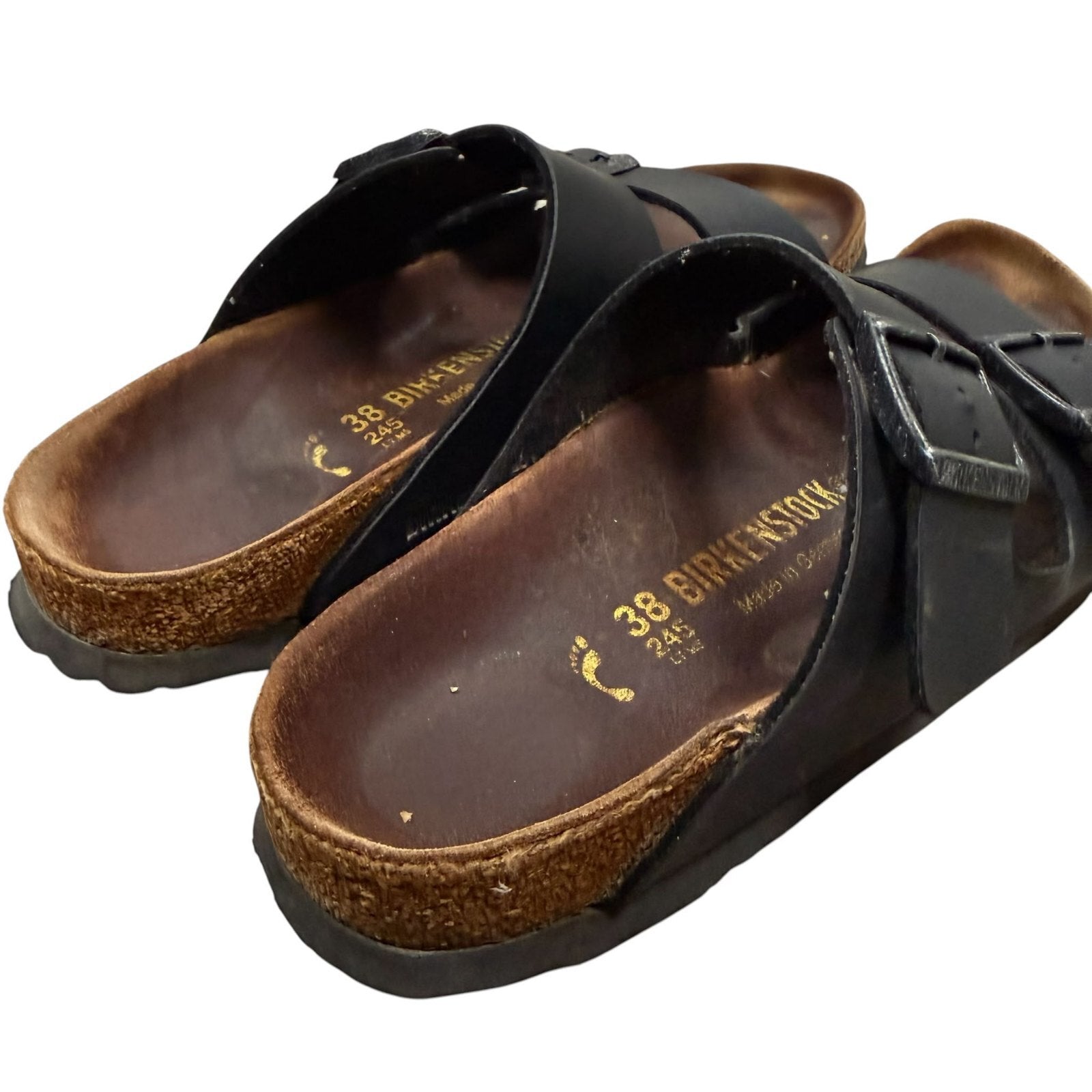 Birkenstock Arizona Sandals Double Strap Black Birko-Flor Size 4