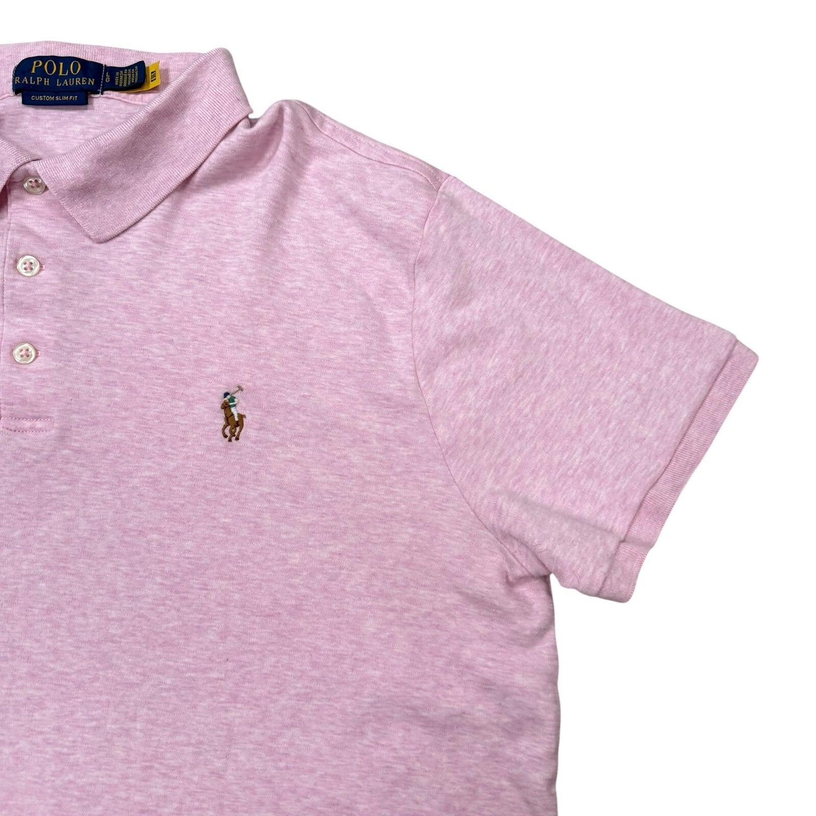 Polo Ralph Lauren Polo Shirt Custom Slim Fit Cotton Pink Large