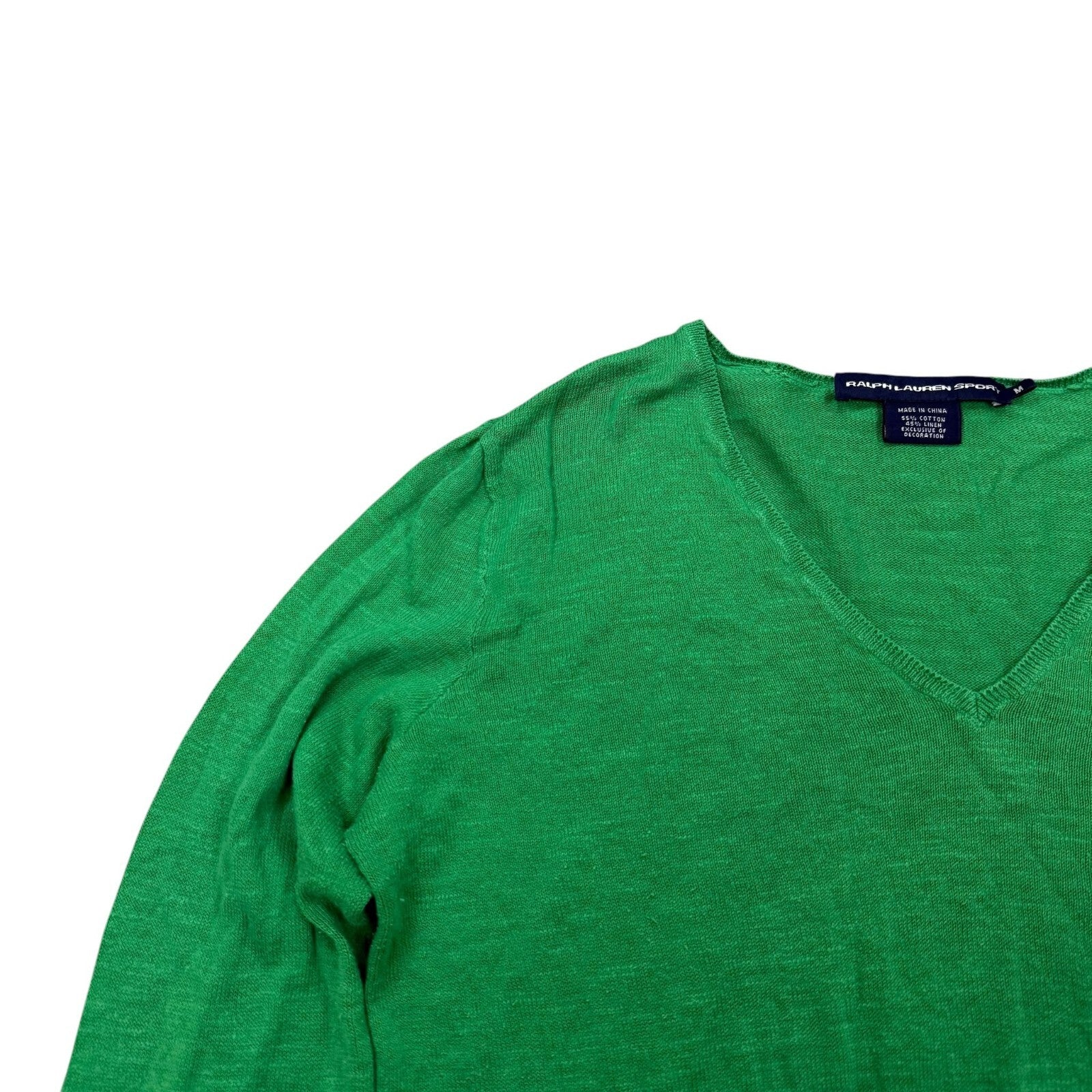 Ralph Lauren Sport Y2K V-Neck Jumper Cotton Green Medium