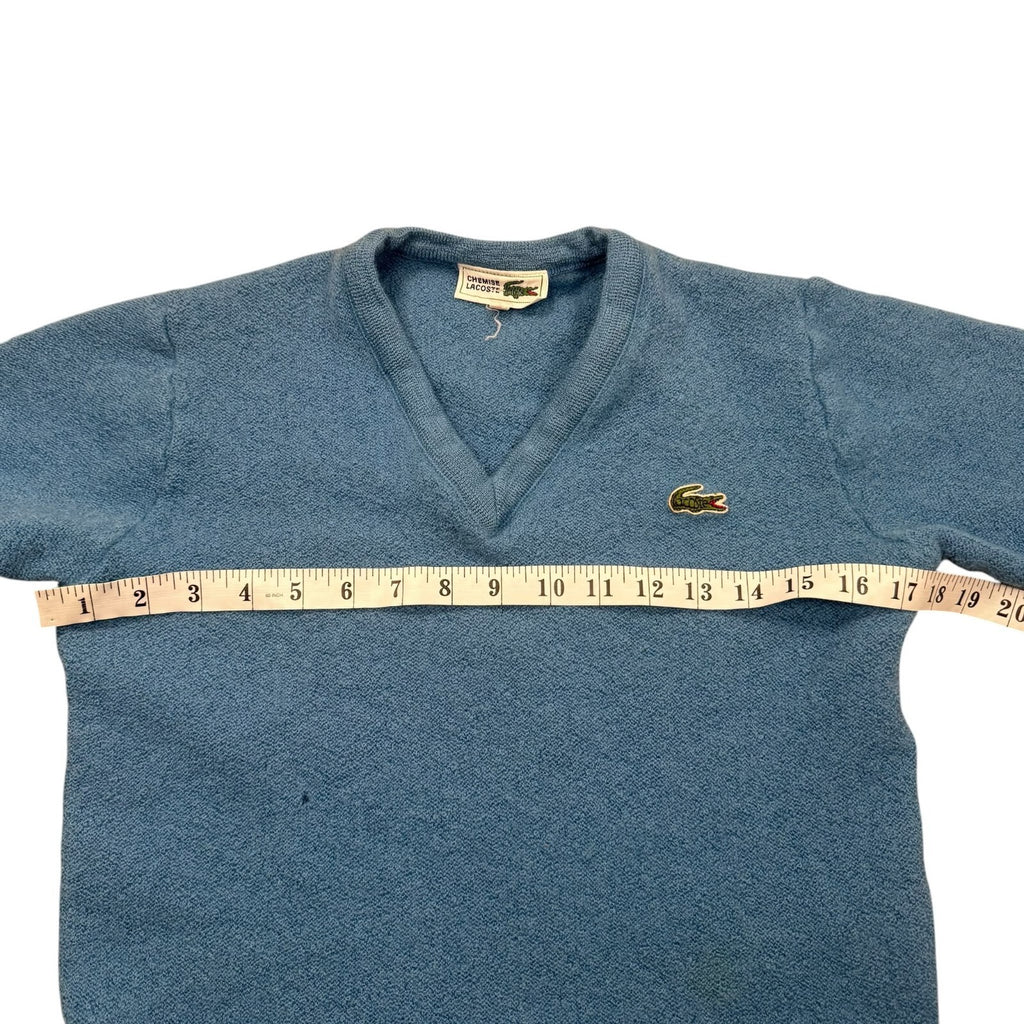 Lacoste Ch Vintage 90s V-Neck Jumper Sweater Wool Blue Small