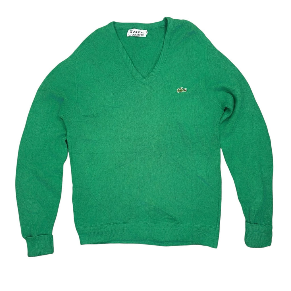 Lacoste Izod Vintage V-Neck Knit Jumper Cardigan Green Medium