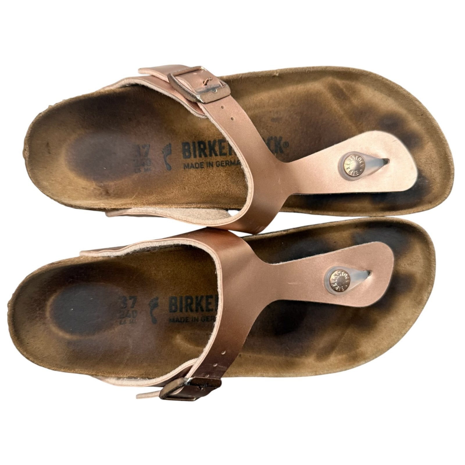 Birkenstock Gizeh Sandals Rose Gold Metallic Birko-Flor Size 4