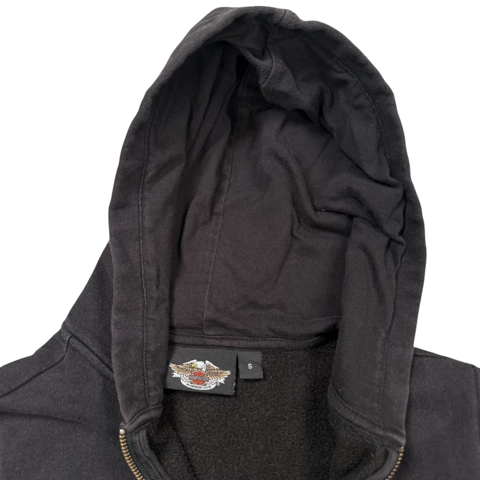 Harley-Davidson Y2K Hooded Jacket Zip Up Rhinestone Black Small