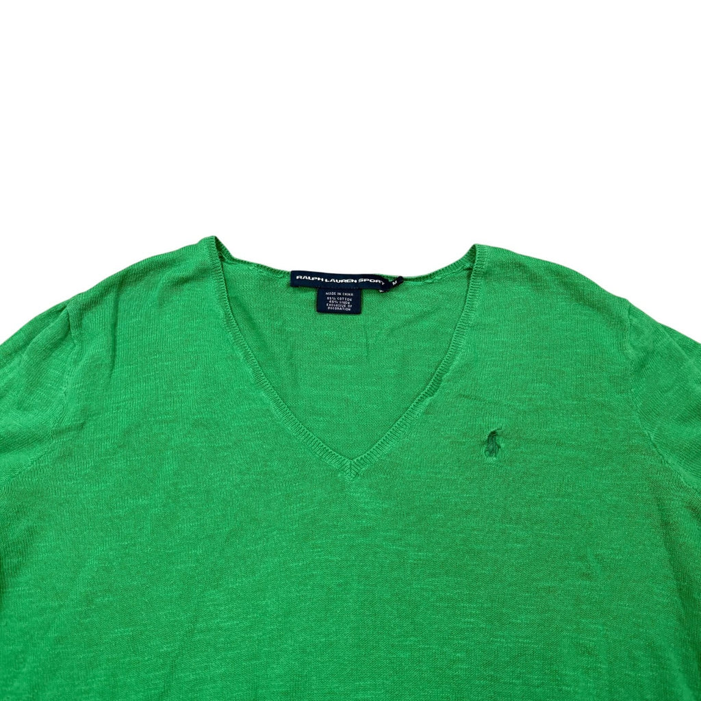 Ralph Lauren Sport Y2K V-Neck Jumper Cotton Green Medium