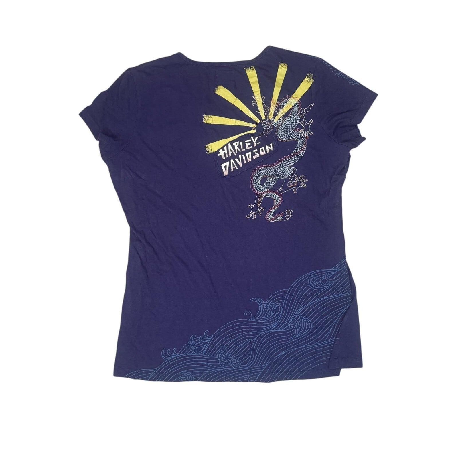 Harley-Davidson Y2K T-Shirt Dragon Graphic Navy Blue Large