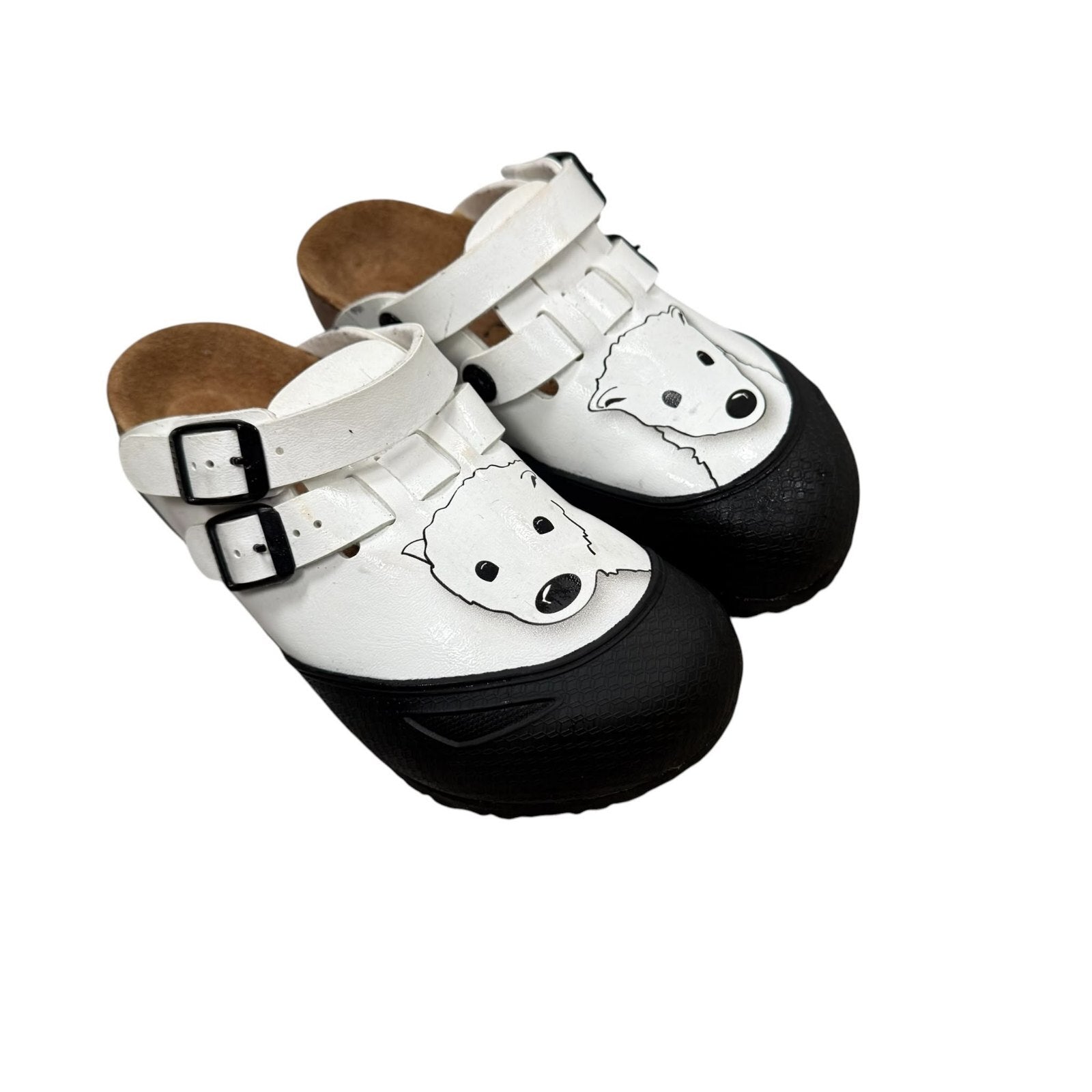 Birkenstock Kids Clogs Polar Bear Print Birko-Flor White and Black UK 13 EU 32