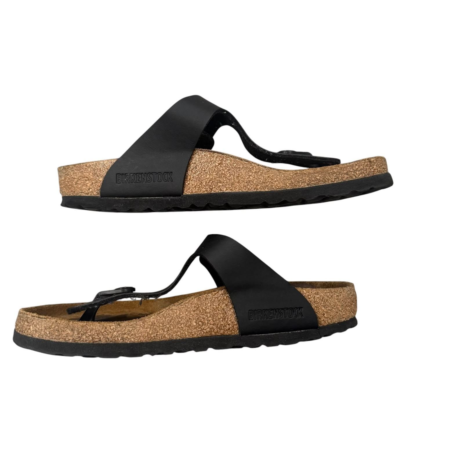 Birkenstock Gizeh Sandals Birko-Flor Black Thong Sandal Size 3.5