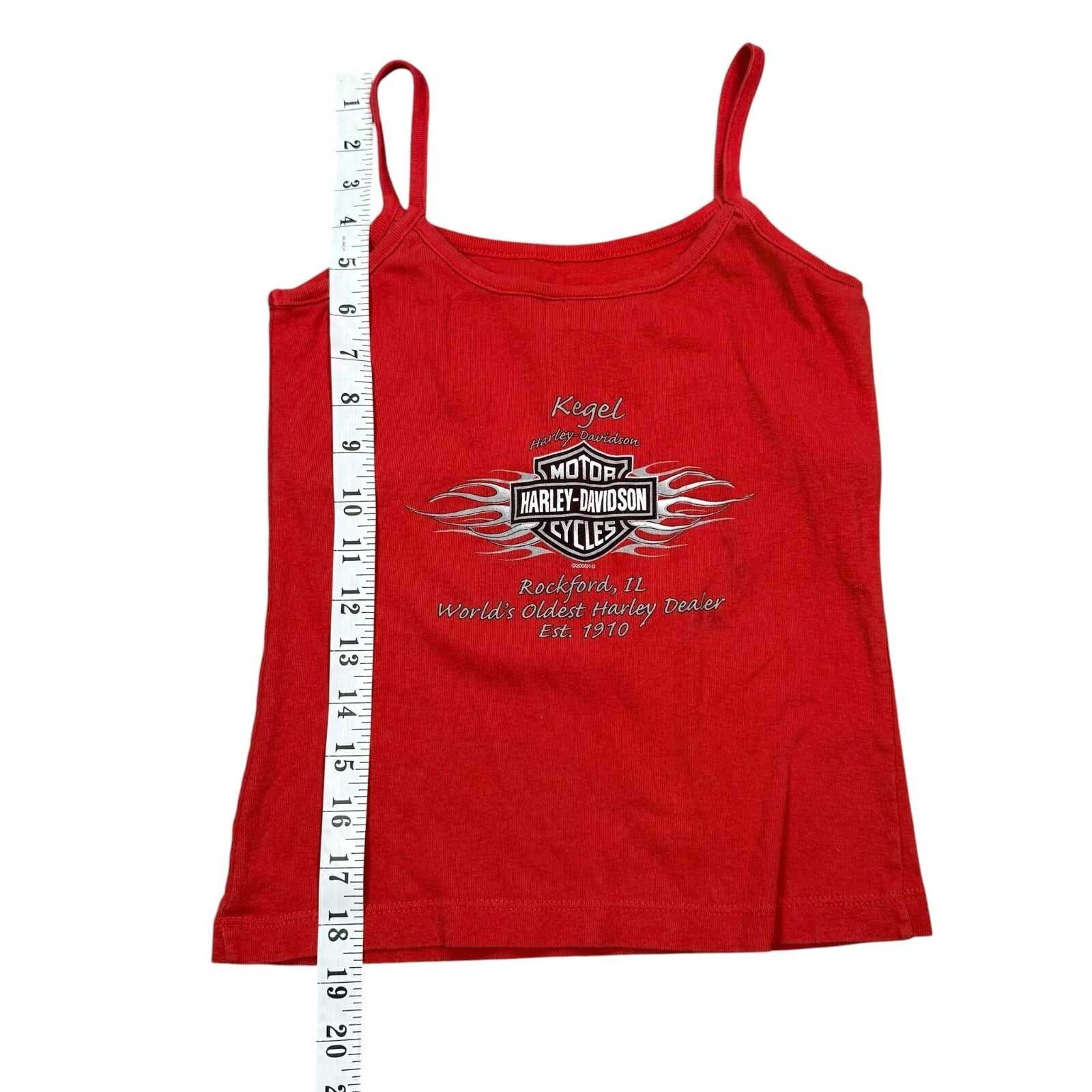 Harley Davidson Y2K Kegel Rockford Cami Tank Top Red Biker Graphic XS