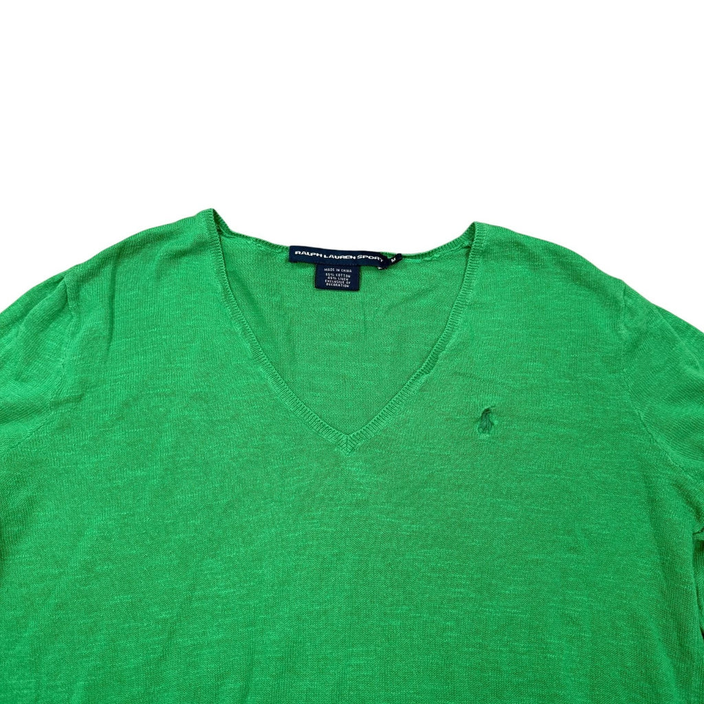 Ralph Lauren Sport Y2K V-Neck Jumper Cotton Green Medium