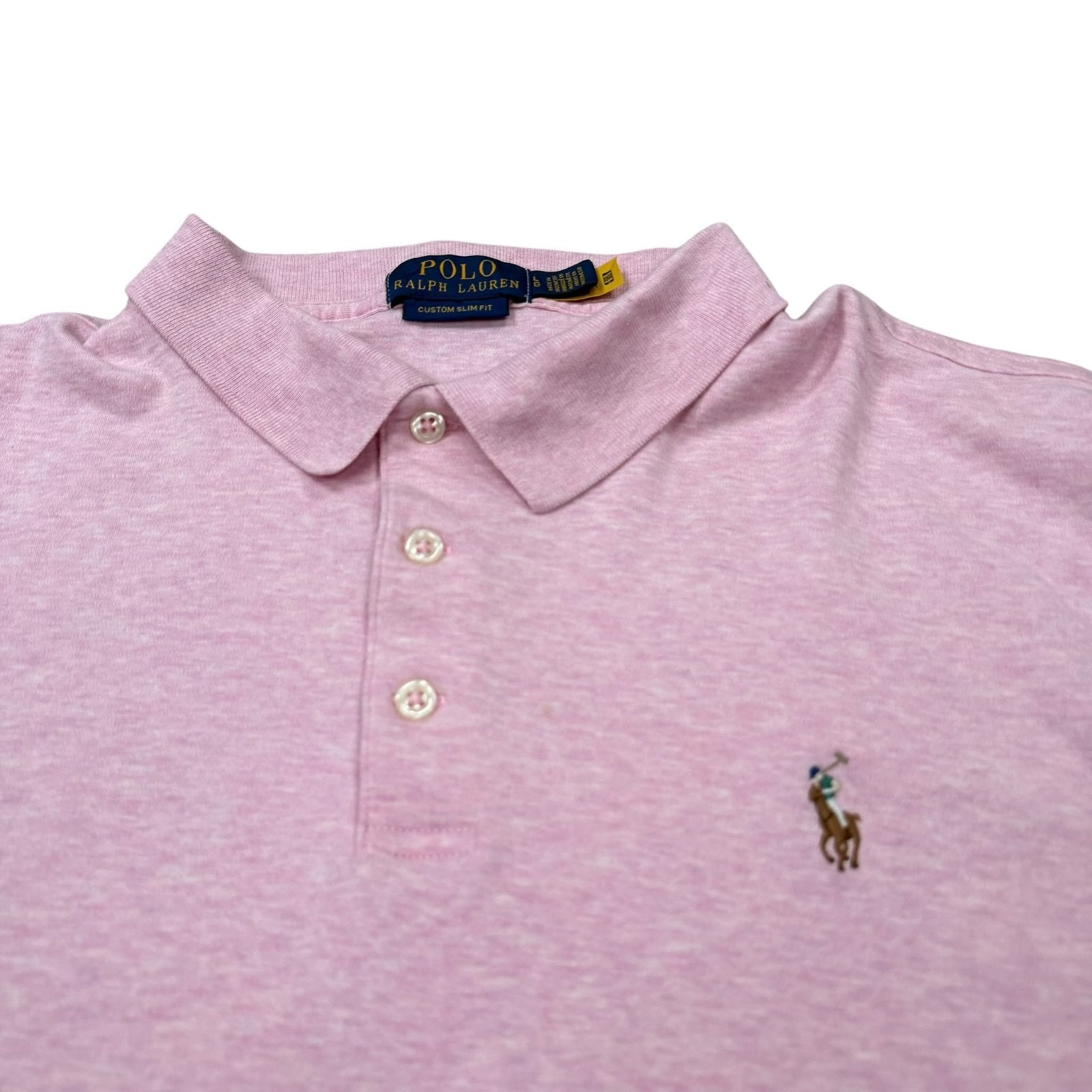 Polo Ralph Lauren Polo Shirt Custom Slim Fit Cotton Pink Large