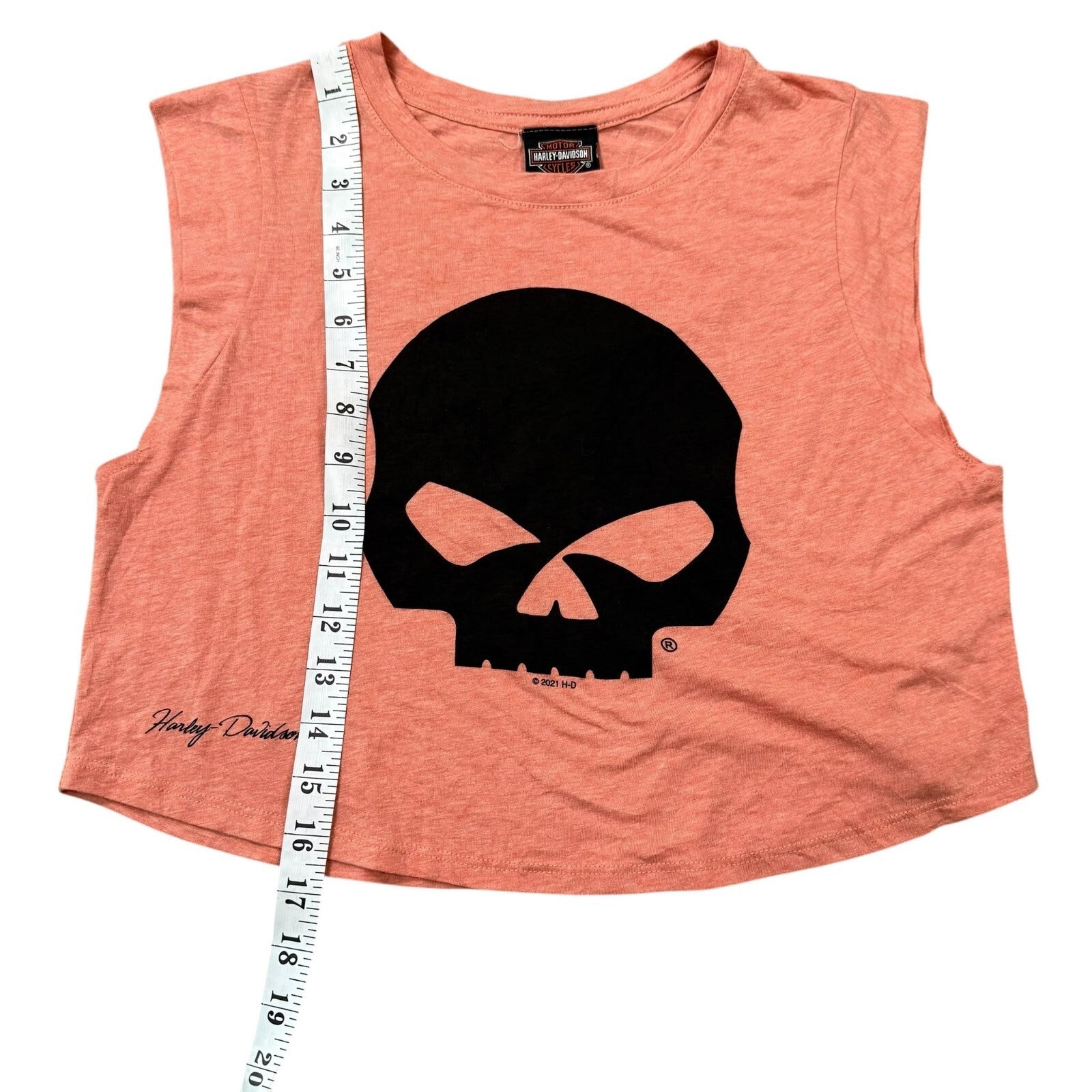 Harley-Davidson Crop Tank Top Skull Graphic Pink Sleeveless 8/10