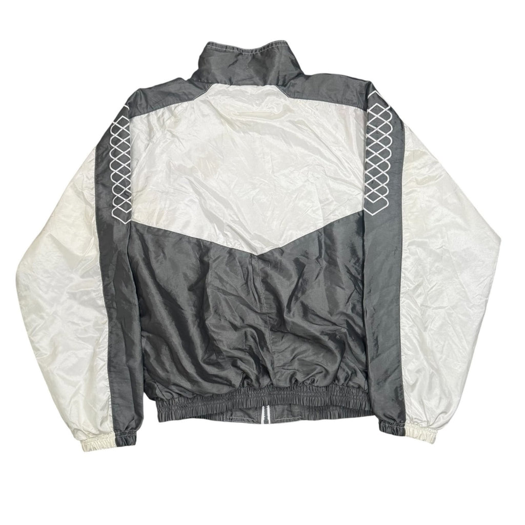 Reebok Vintage Y2K Windbreaker Jacket Full Zip Up White Grey Medium