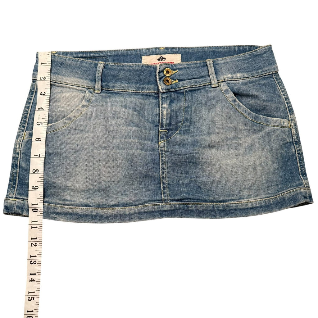 Fornarina Y2K Denim Mini Skirt Low Rise Light Wash Blue 12