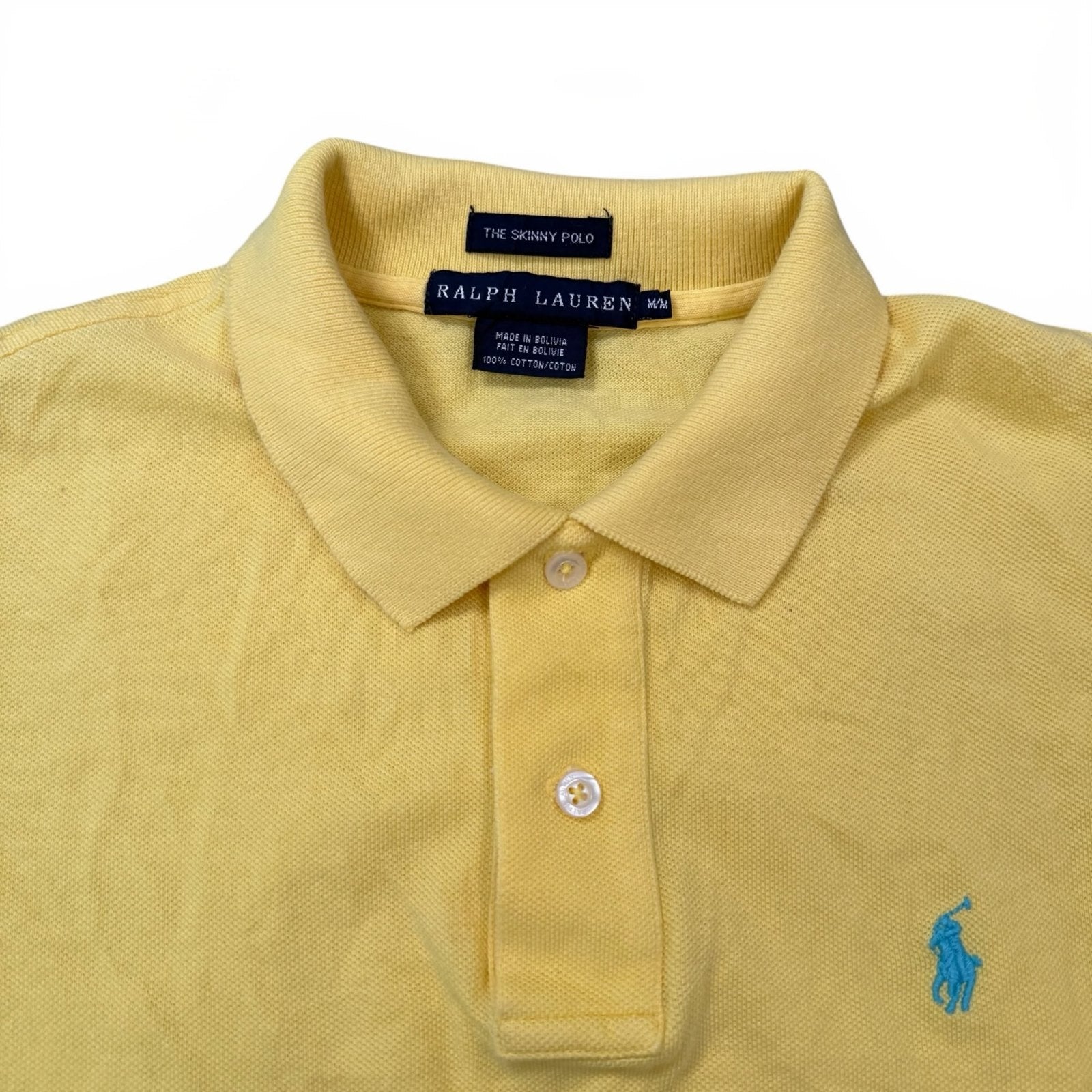 Ralph Lauren Y2K The Skinny Polo Shirt Short Sleeve Yellow Cotton Small