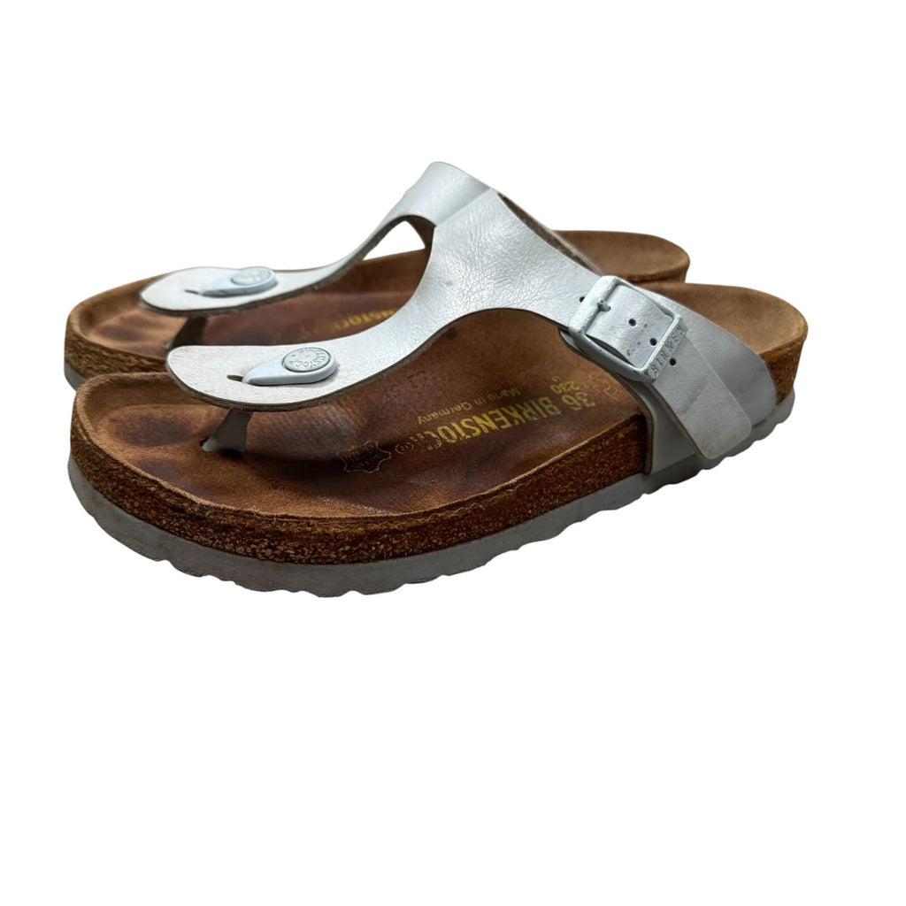 Birkenstock Gizeh Thong Sandals Birko Flor Silver Size UK 3.5 EU 36