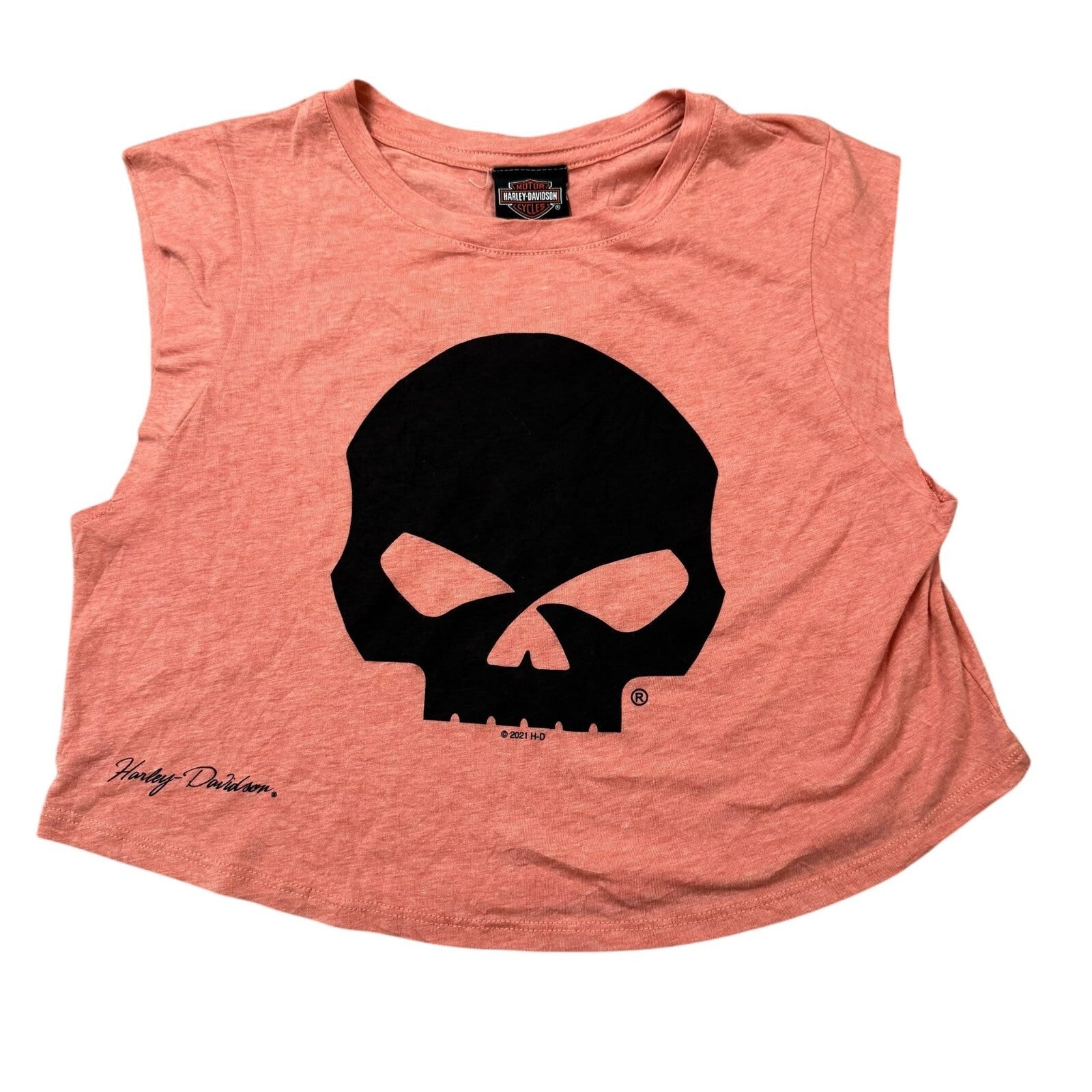 Harley-Davidson Crop Tank Top Skull Graphic Pink Sleeveless 8/10