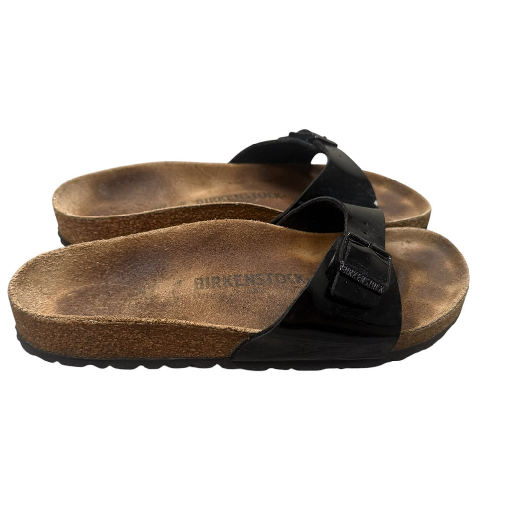 Birkenstock Madrid Slide Sandals Patent Birko-Flor Black Size 7