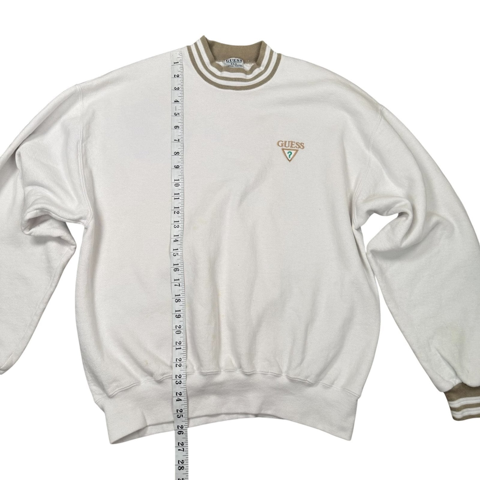 Guess Vintage Y2K White Crew Neck Jumper Sweatshirt White Large