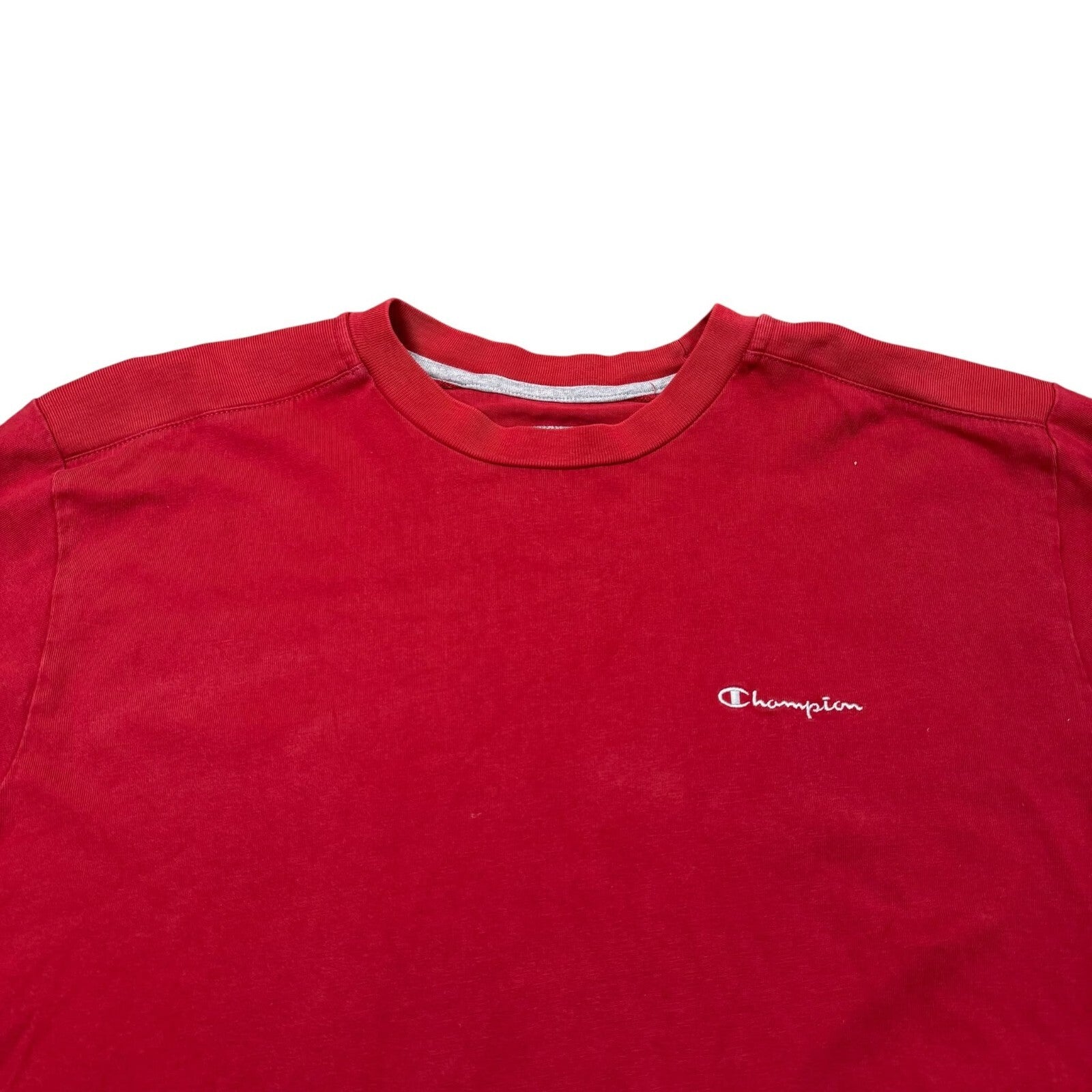 Champion Y2K T-Shirt Long Sleeve Red Cotton Casual XL