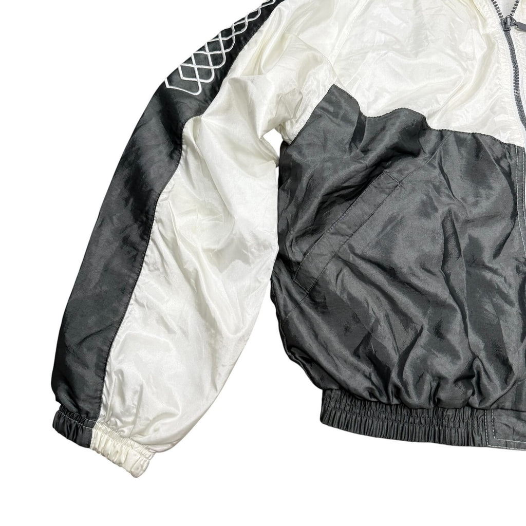 Reebok Vintage Y2K Windbreaker Jacket Full Zip Up White Grey Medium