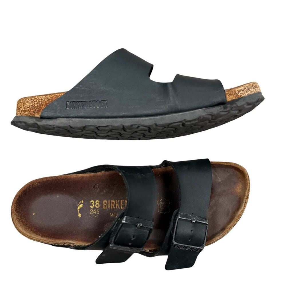 Birkenstock Arizona Sandals Double Strap Black Birko-Flor Size 4