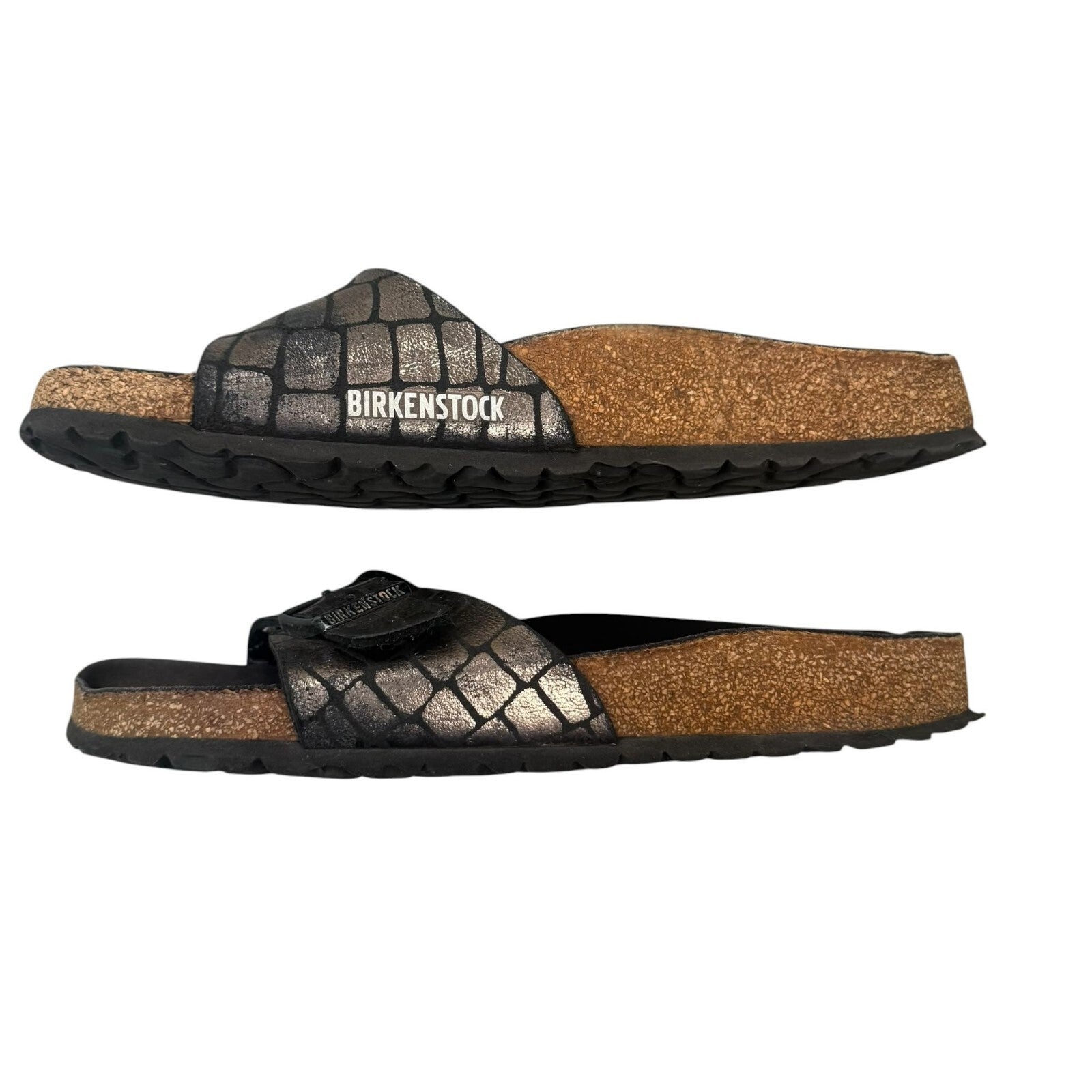 Birkenstock Madrid Slide Sandals Metallic Bronze Black UK-6 EU-39