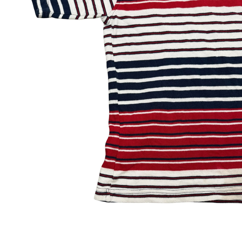 Tommy Hilfiger Vintage Y2K Polo Shirt Striped Red Navy White Medium