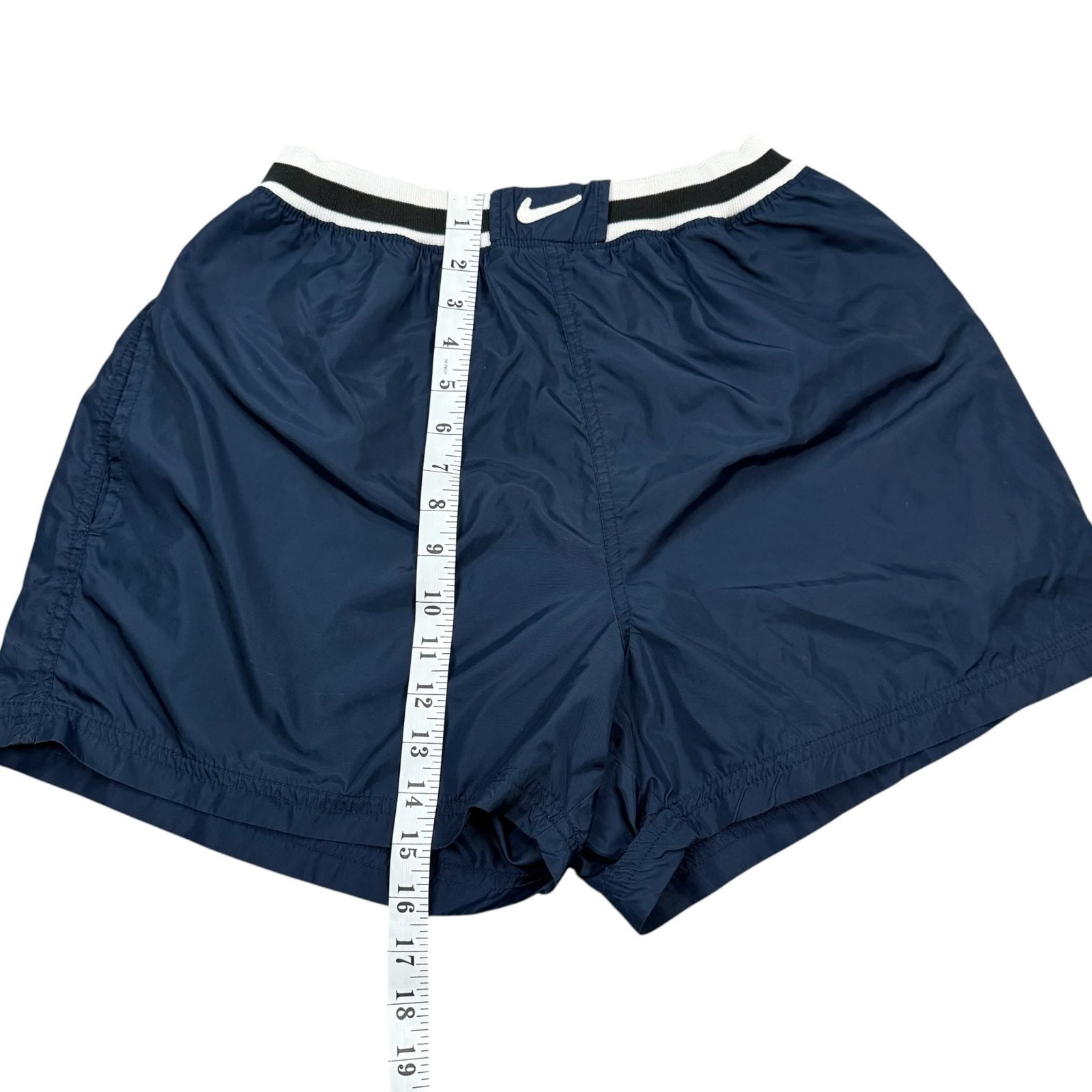 Nike Y2K Athletic Shorts Waistband Nylon Navy White Medium 8/10