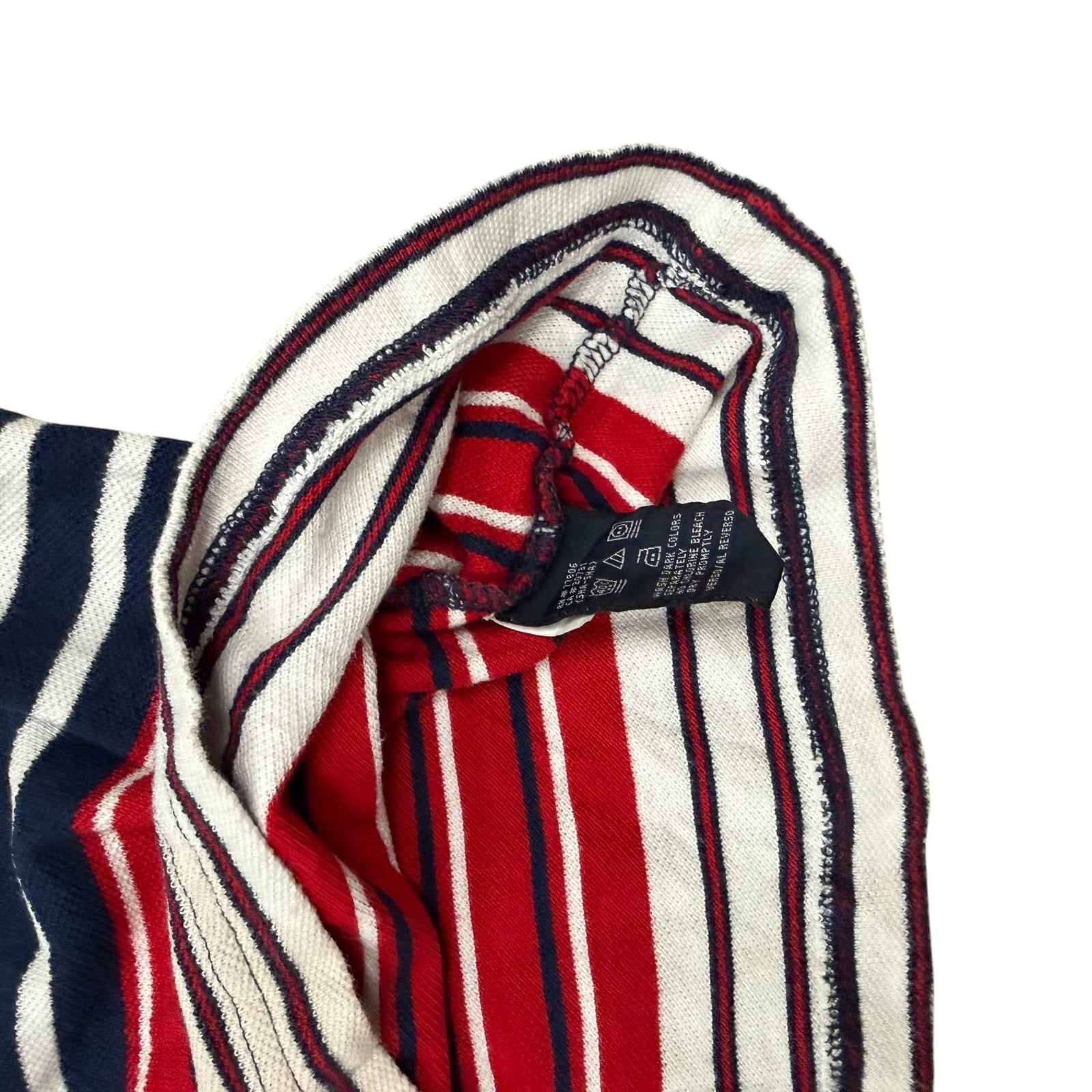 Tommy Hilfiger Vintage Y2K Polo Shirt Striped Red Navy White Medium