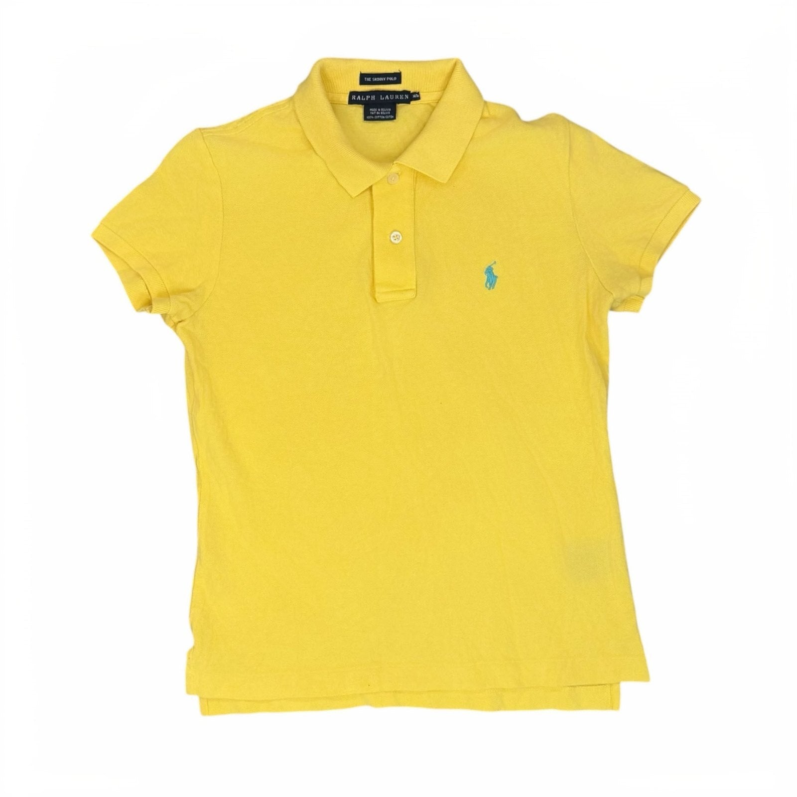 Ralph Lauren Y2K The Skinny Polo Shirt Short Sleeve Yellow Cotton Small