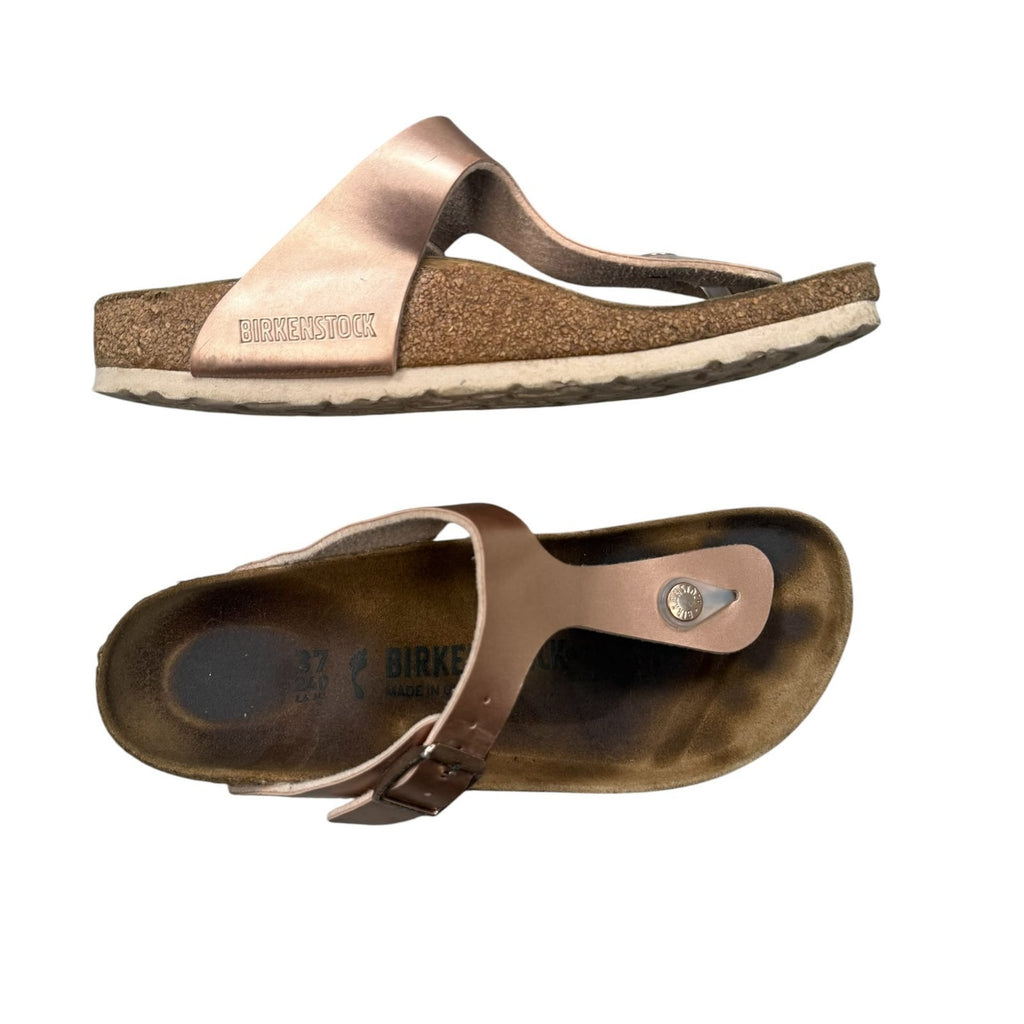 Birkenstock Gizeh Sandals Rose Gold Metallic Birko-Flor Size 4