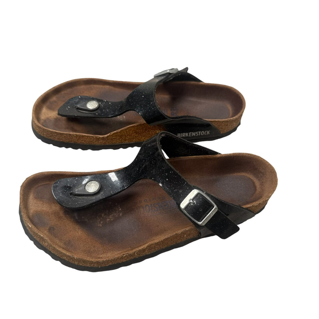 Birkenstock Gizeh Sandals Patent Birko-Flor Black Size 5