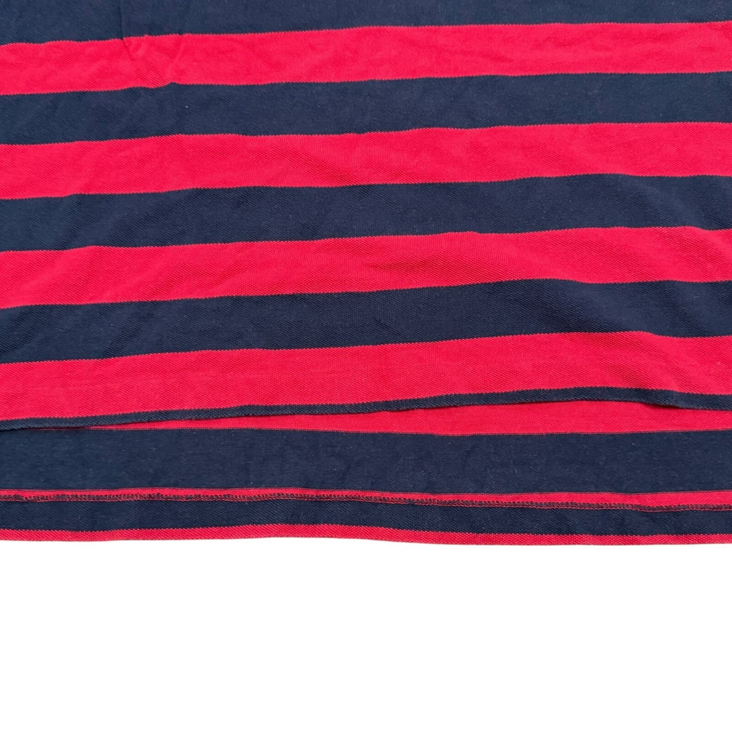 Polo Ralph Lauren Vintage Y2K Polo Shirt Red Navy Striped Cotton XL