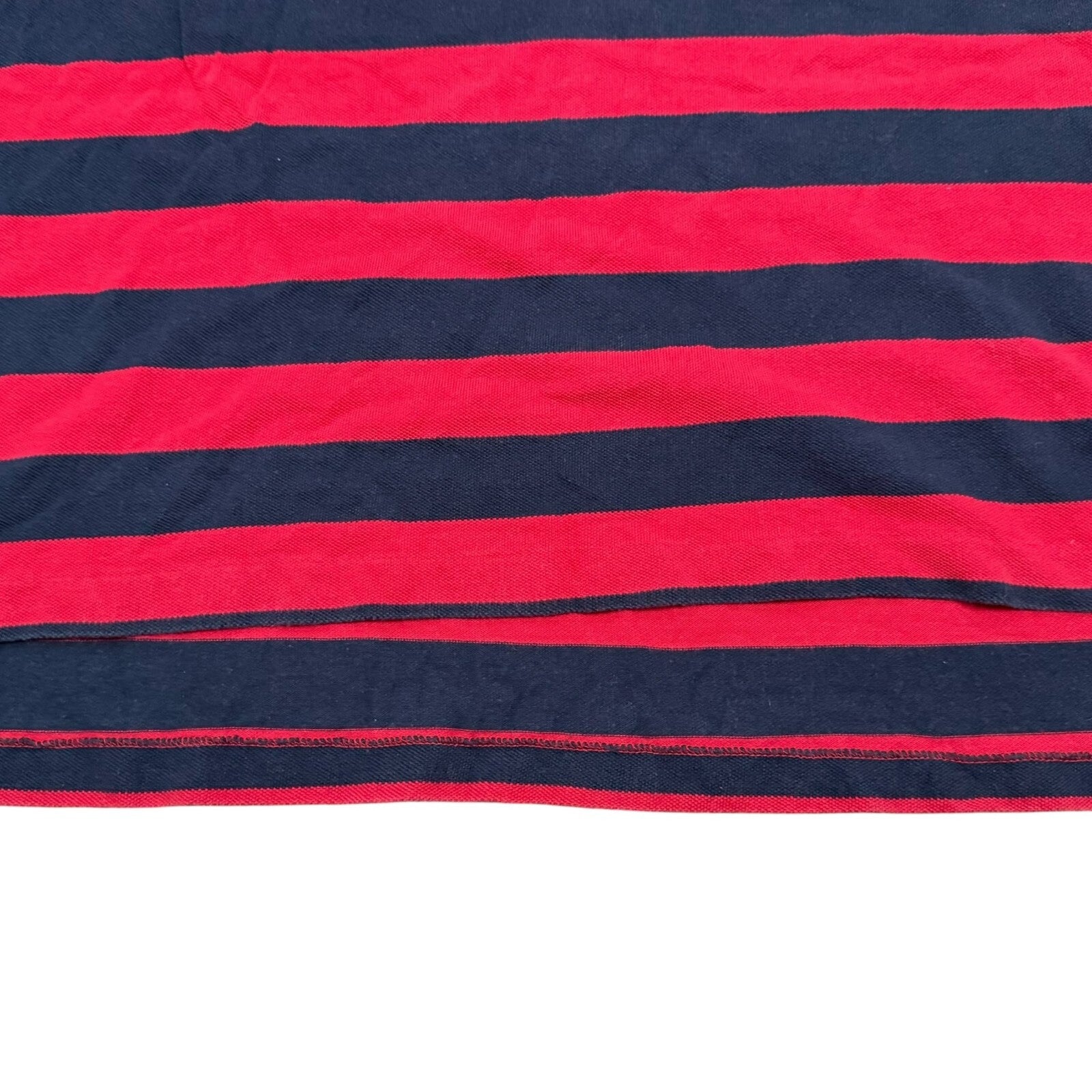 Polo Ralph Lauren Vintage Y2K Polo Shirt Red Navy Striped Cotton XL