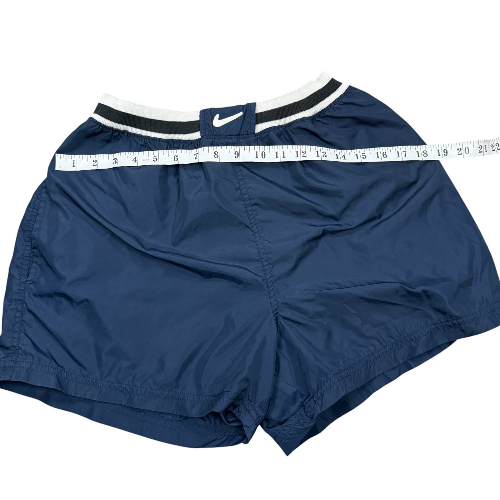 Nike Y2K Athletic Shorts Waistband Nylon Navy White Medium 8/10
