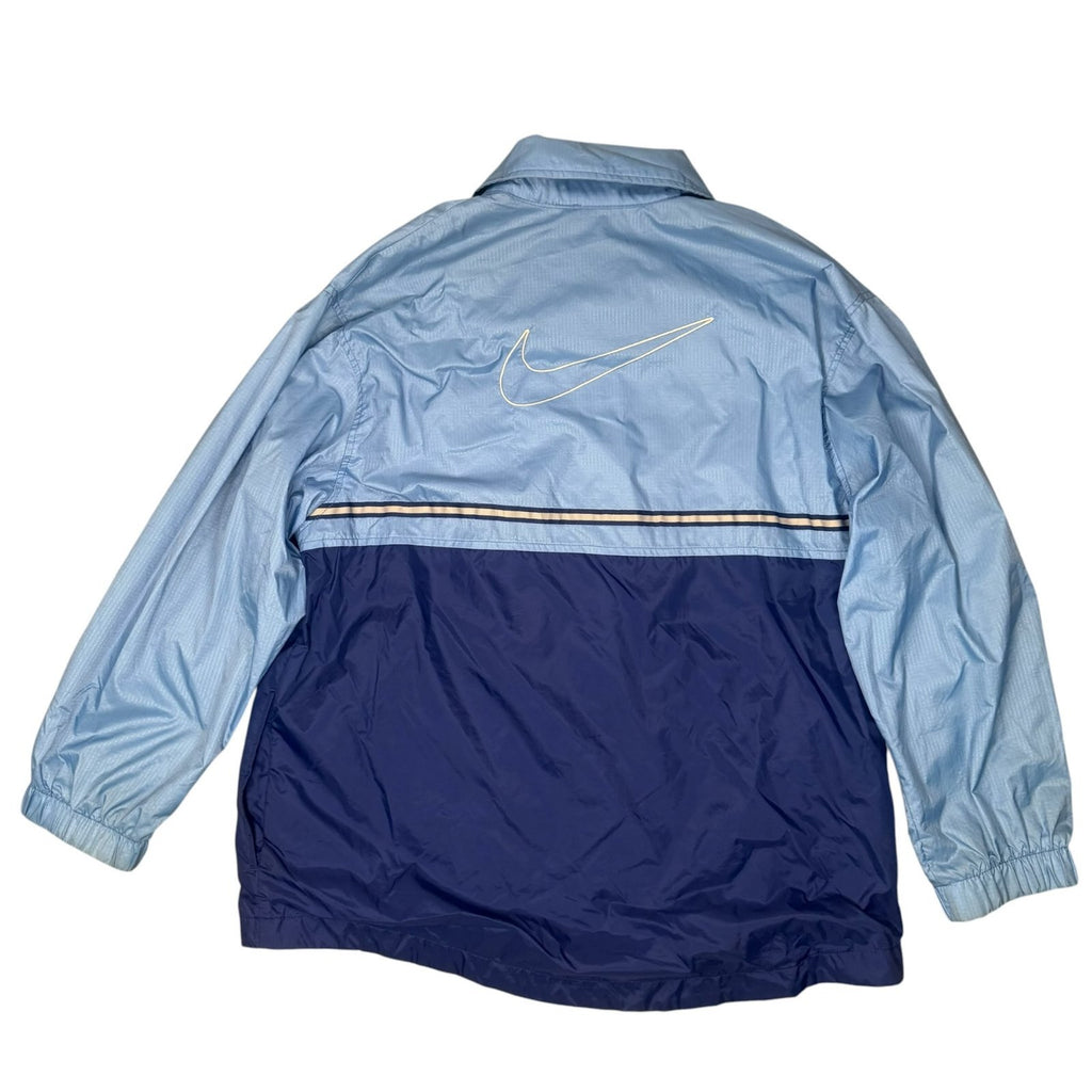 Nike Vintage Y2K Windbreaker Jacket Full Zip Up Light Blue and Navy L 14-16