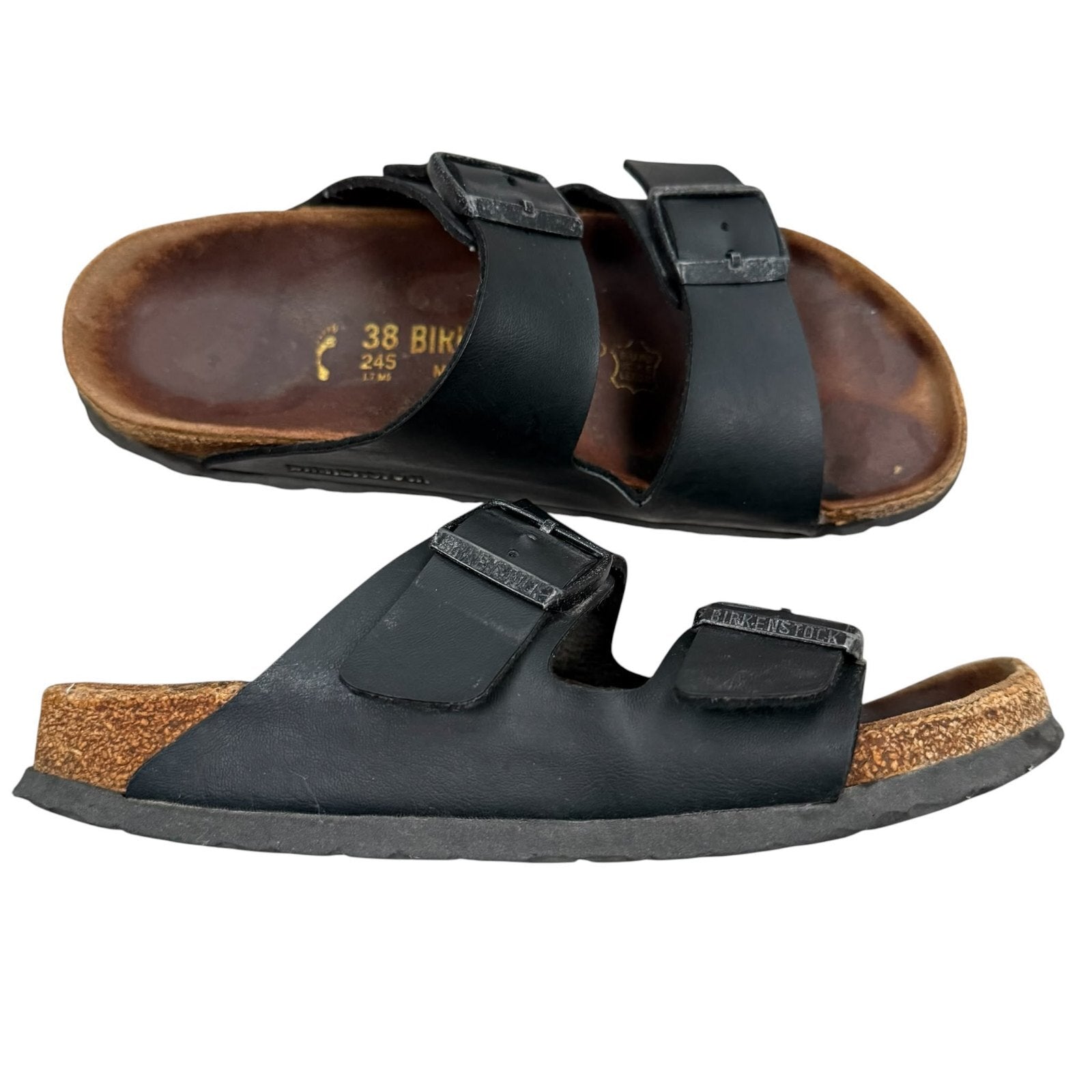 Birkenstock Arizona Sandals Double Strap Black Birko-Flor Size 4