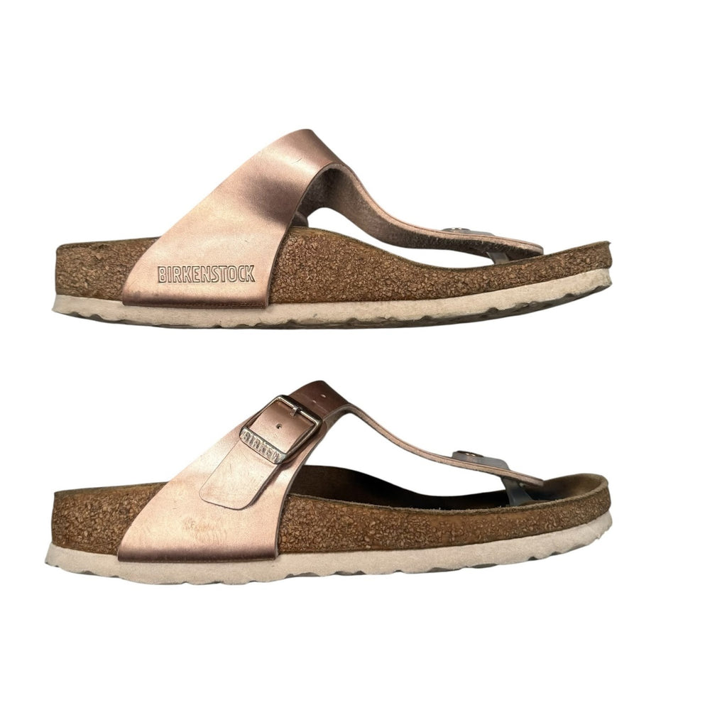 Birkenstock Gizeh Sandals Rose Gold Metallic Birko-Flor Size 4
