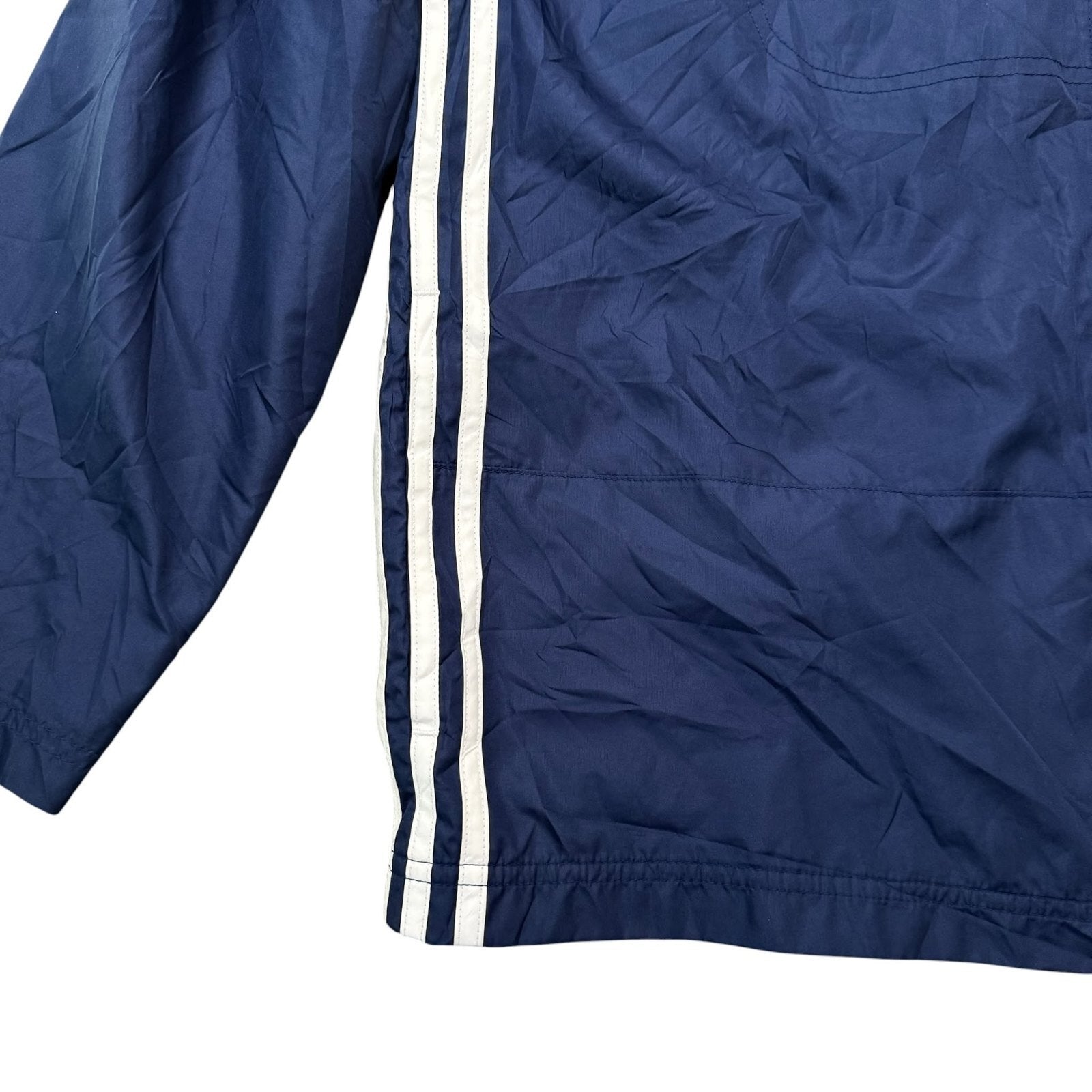 adidas Y2K Hooded Windbreaker Jacket Full Zip Up Navy Blue Large