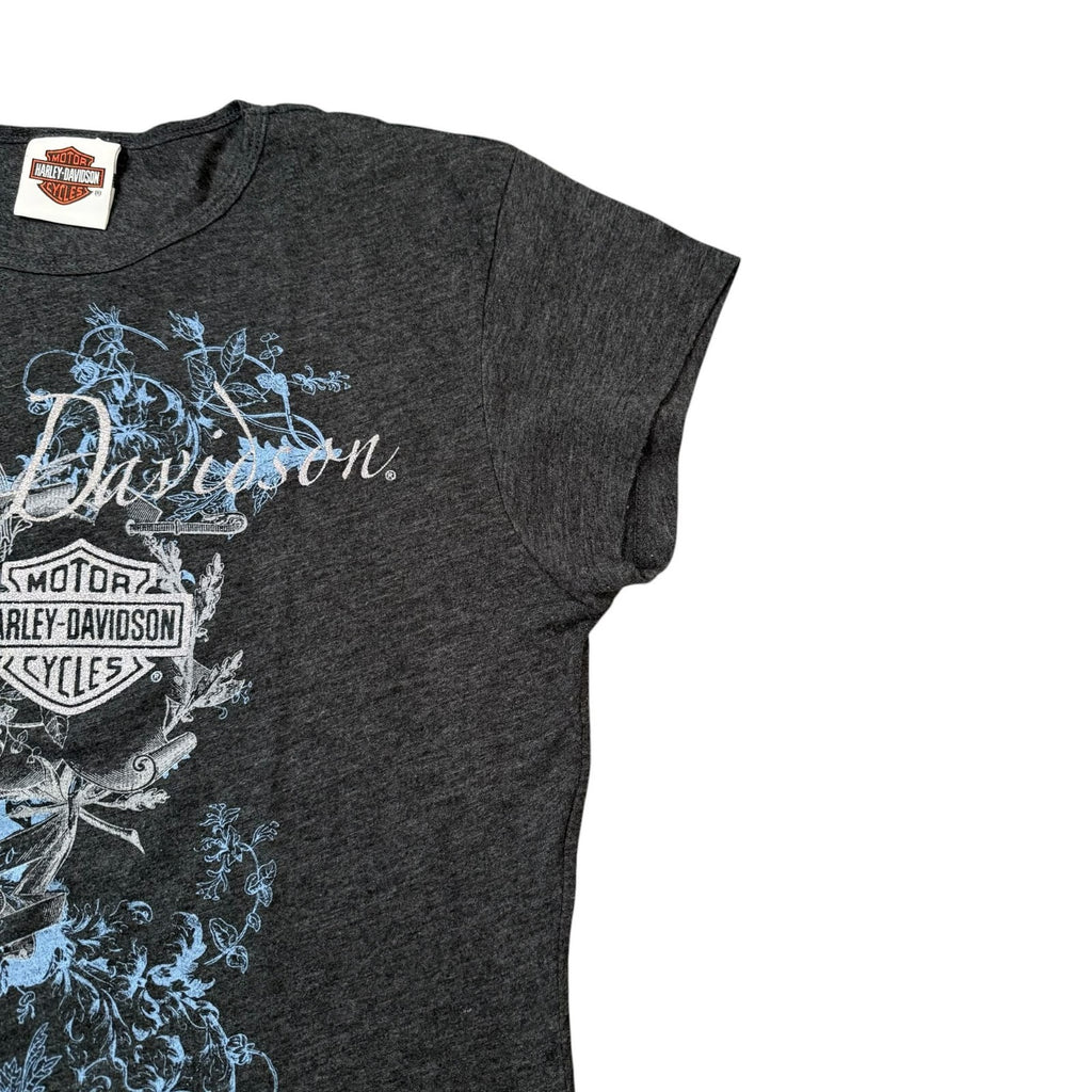 Harley-Davidson Y2K T-Shirt Short Sleeve Graphic Charcoal Grey Medium
