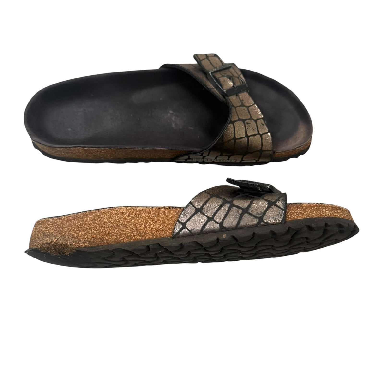 Birkenstock Madrid Slide Sandals Metallic Bronze Black UK-6 EU-39