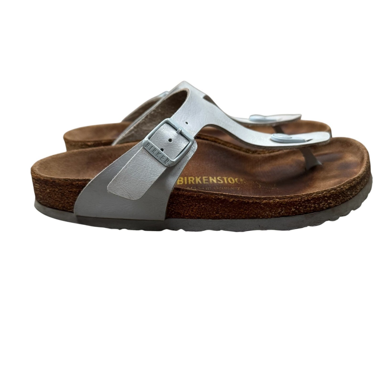 Birkenstock Gizeh Thong Sandals Birko Flor Silver Size UK 3.5 EU 36