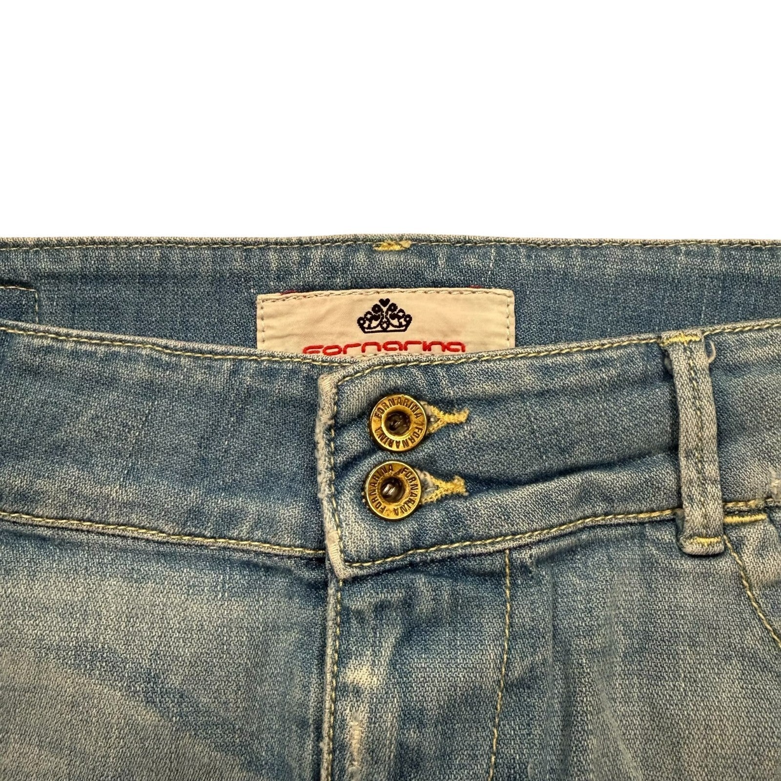 Fornarina Y2K Denim Mini Skirt Low Rise Light Wash Blue 12