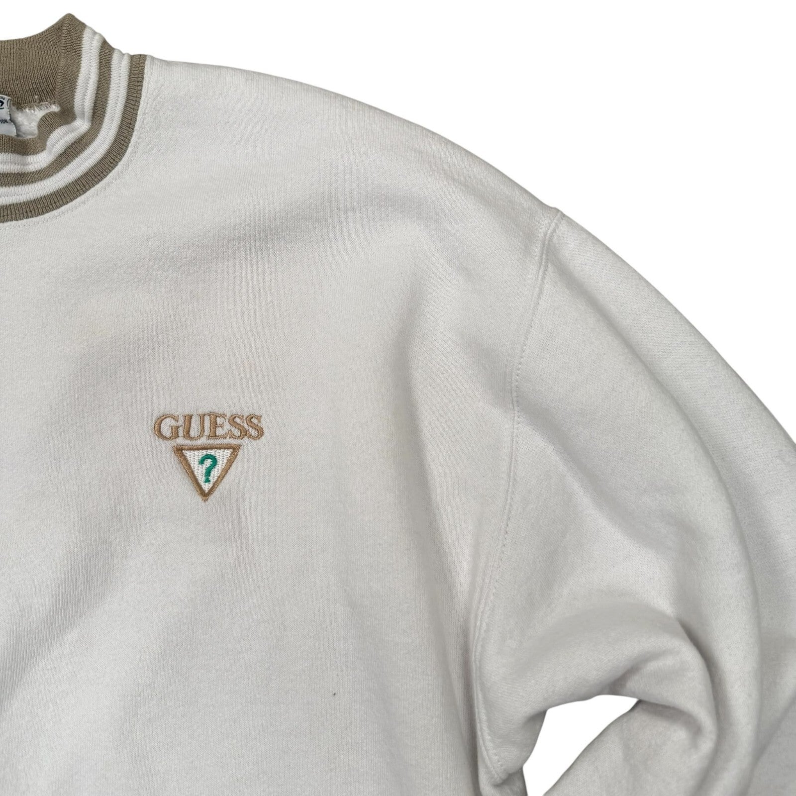Guess Vintage Y2K White Crew Neck Jumper Sweatshirt White Large