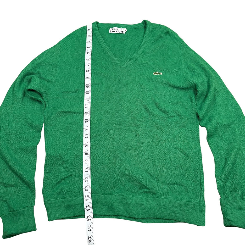 Lacoste Izod Vintage V-Neck Knit Jumper Cardigan Green Medium
