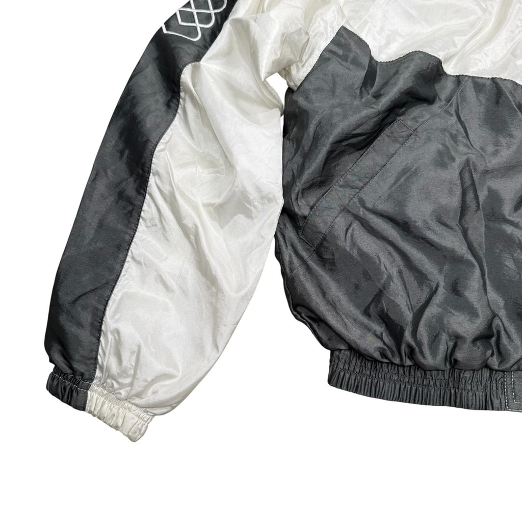 Reebok Vintage Y2K Windbreaker Jacket Full Zip Up White Grey Medium
