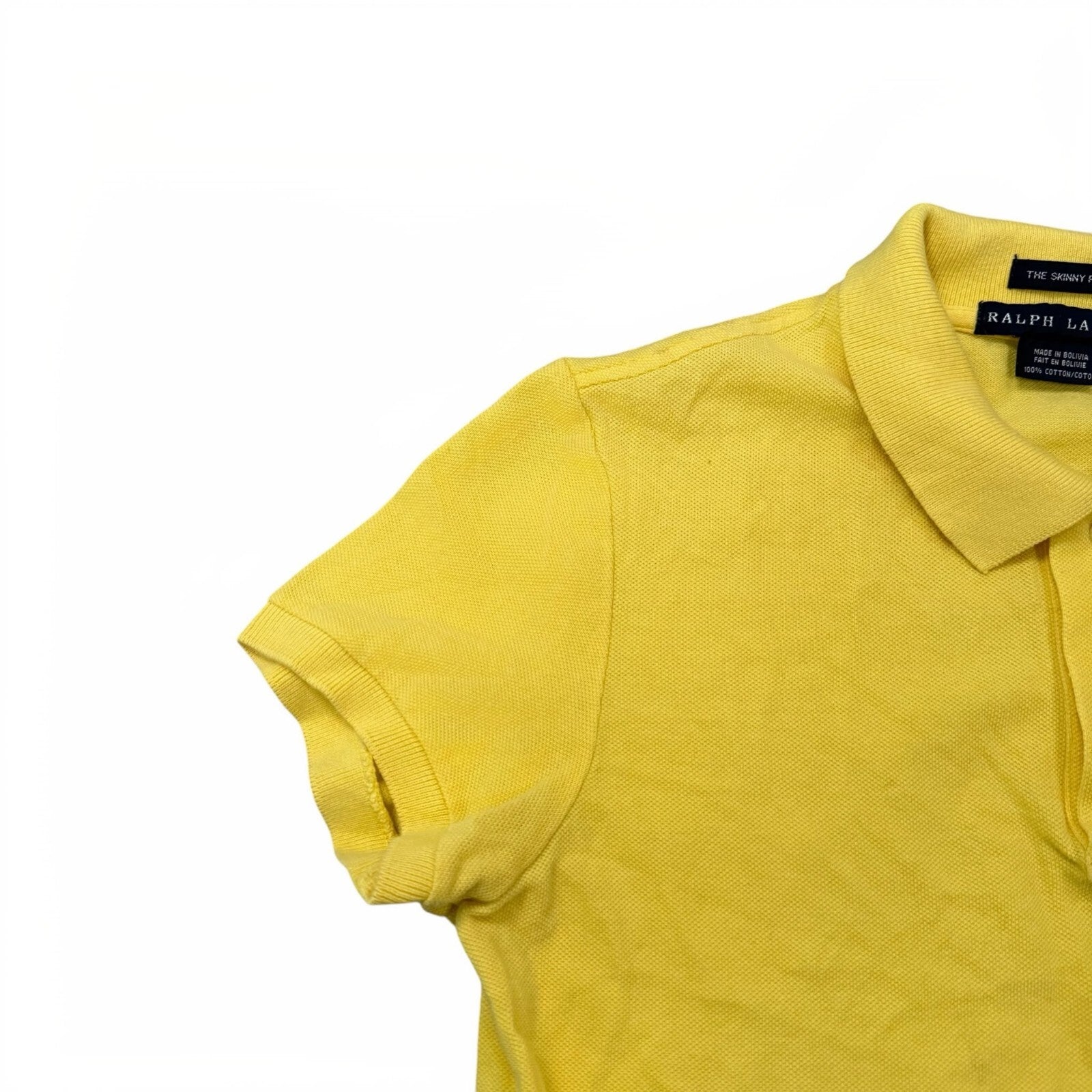 Ralph Lauren Y2K The Skinny Polo Shirt Short Sleeve Yellow Cotton Small