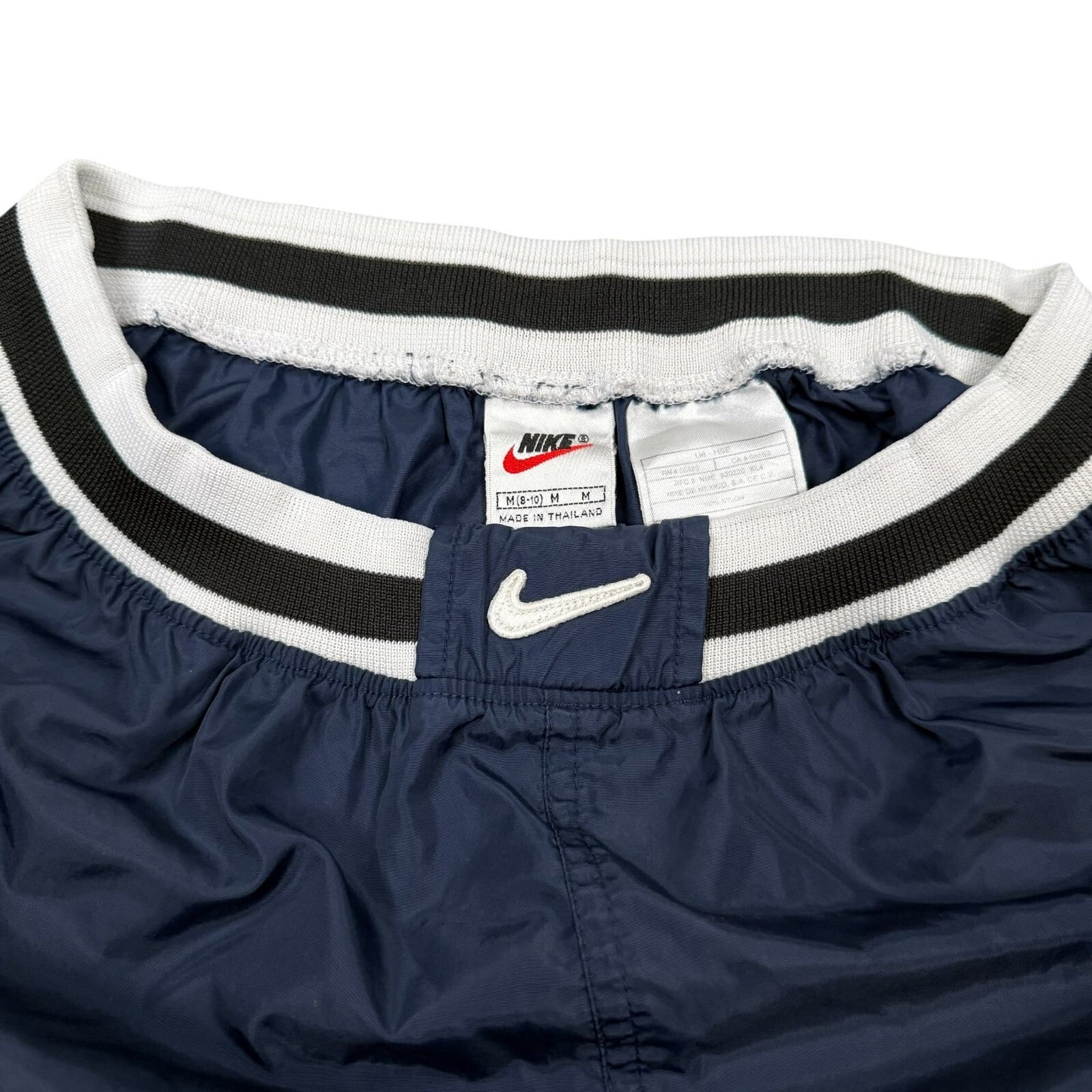 Nike Y2K Athletic Shorts Waistband Nylon Navy White Medium 8/10