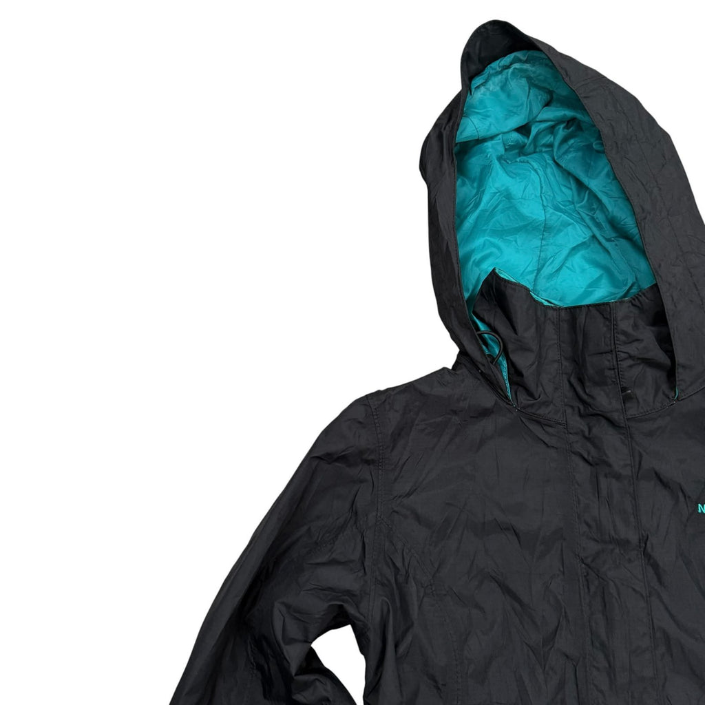 The North Face Y2K Hooded Waterproof Rain Jacket Black Turquoise XS